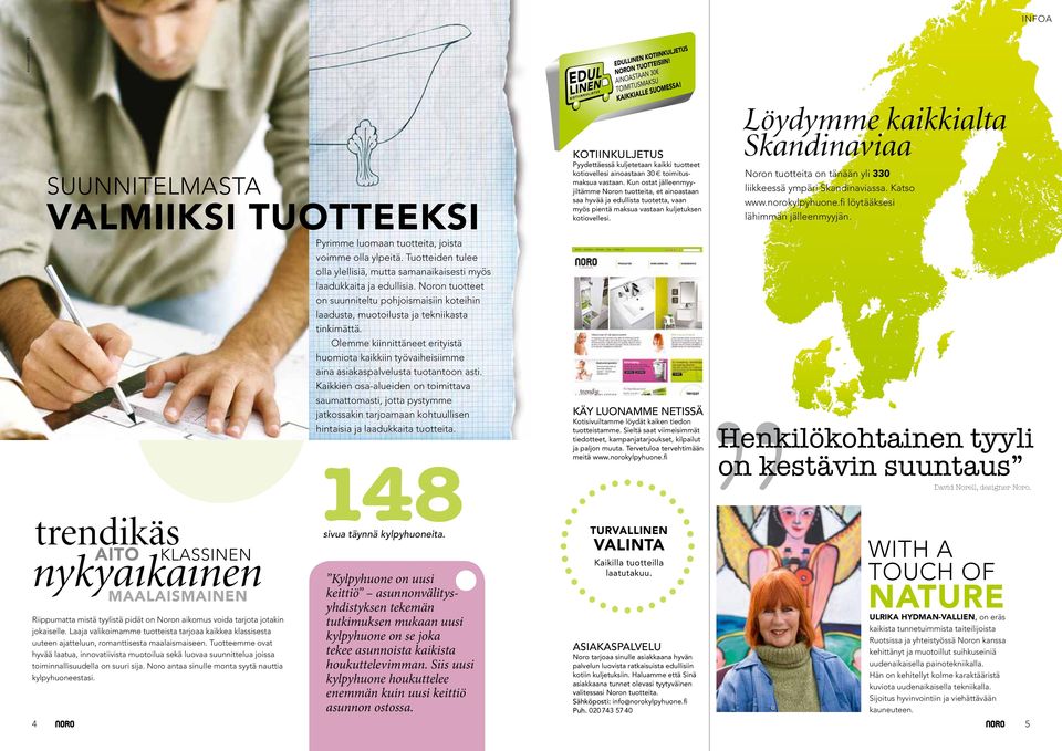 Löydymme kaikkialta Skandinaviaa Noron tuotteita on tänään yli 330 liikkeessä ympäri Skandinaviassa. Katso www.norokylpyhuone.fi löytääksesi lähimmän jälleenmyyjän.