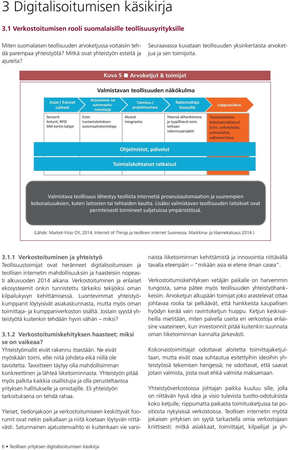 Kuva 5 Arvoketjut & toimijat Valmistavan teollisuuden näkökulma Valmistavan teollisuuden näkökulma Asiat / Esineet Laitteet Järjestelmä- tai automaatiotoimittaja Toimitus-/ projektivastava