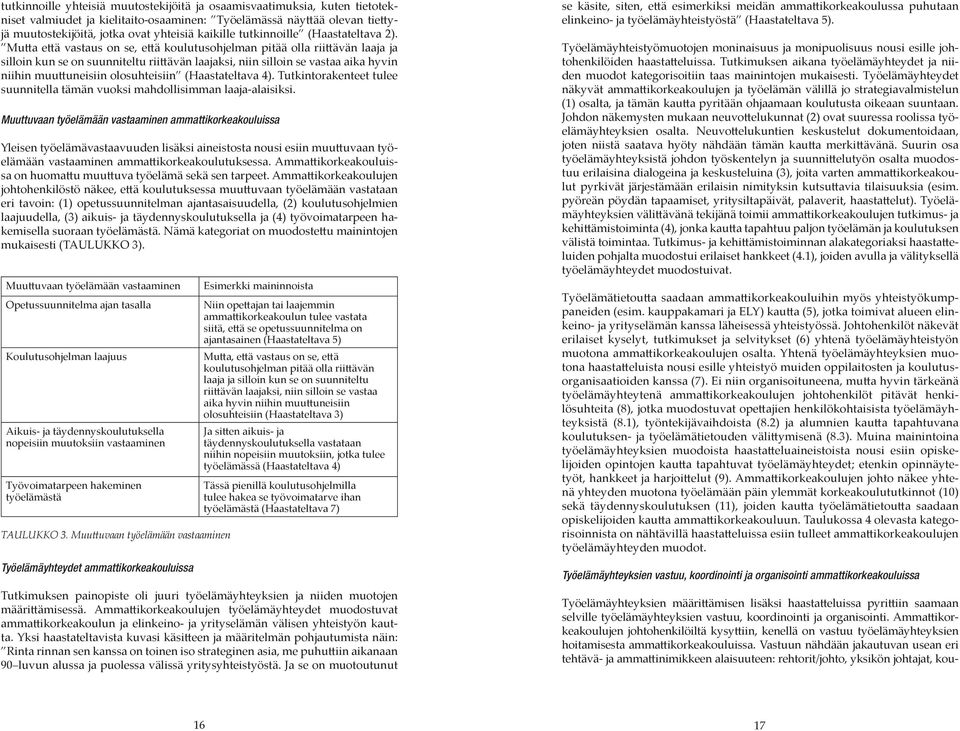 Mutta että vastaus on se, että koulutusohjelman pitää olla riittävän laaja ja silloin kun se on suunniteltu riittävän laajaksi, niin silloin se vastaa aika hyvin niihin muuttuneisiin olosuhteisiin