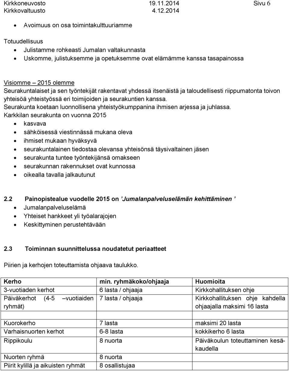 olemme Seurakuntalaiset ja sen työntekijät rakentavat yhdessä itsenäistä ja taloudellisesti riippumatonta toivon yhteisöä yhteistyössä eri toimijoiden ja seurakuntien kanssa.