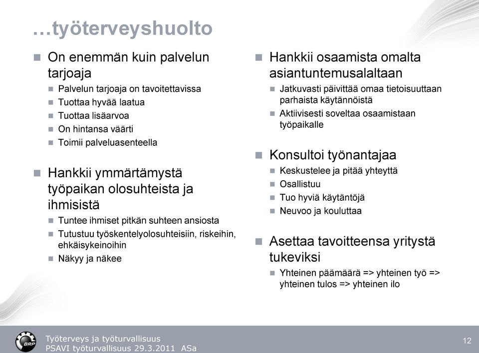 osaamista omalta asiantuntemusalaltaan Jatkuvasti päivittää omaa tietoisuuttaan parhaista käytännöistä Aktiivisesti soveltaa osaamistaan työpaikalle Konsultoi työnantajaa