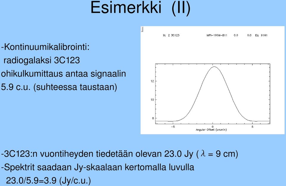 kumittaus antaa signaalin 5.9 c.u. (suhteessa taustaan)