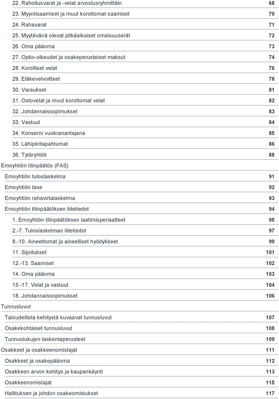 Konserni vuokranantajana 35. Lähipiiritapahtumat 36.