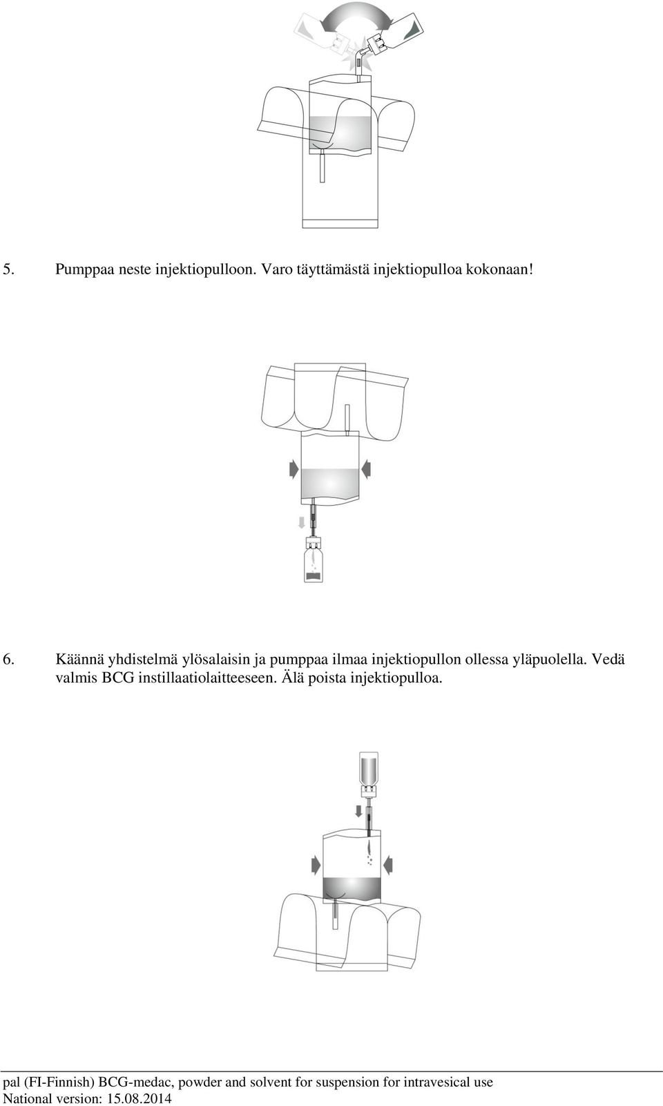 Käännä yhdistelmä ylösalaisin ja pumppaa ilmaa