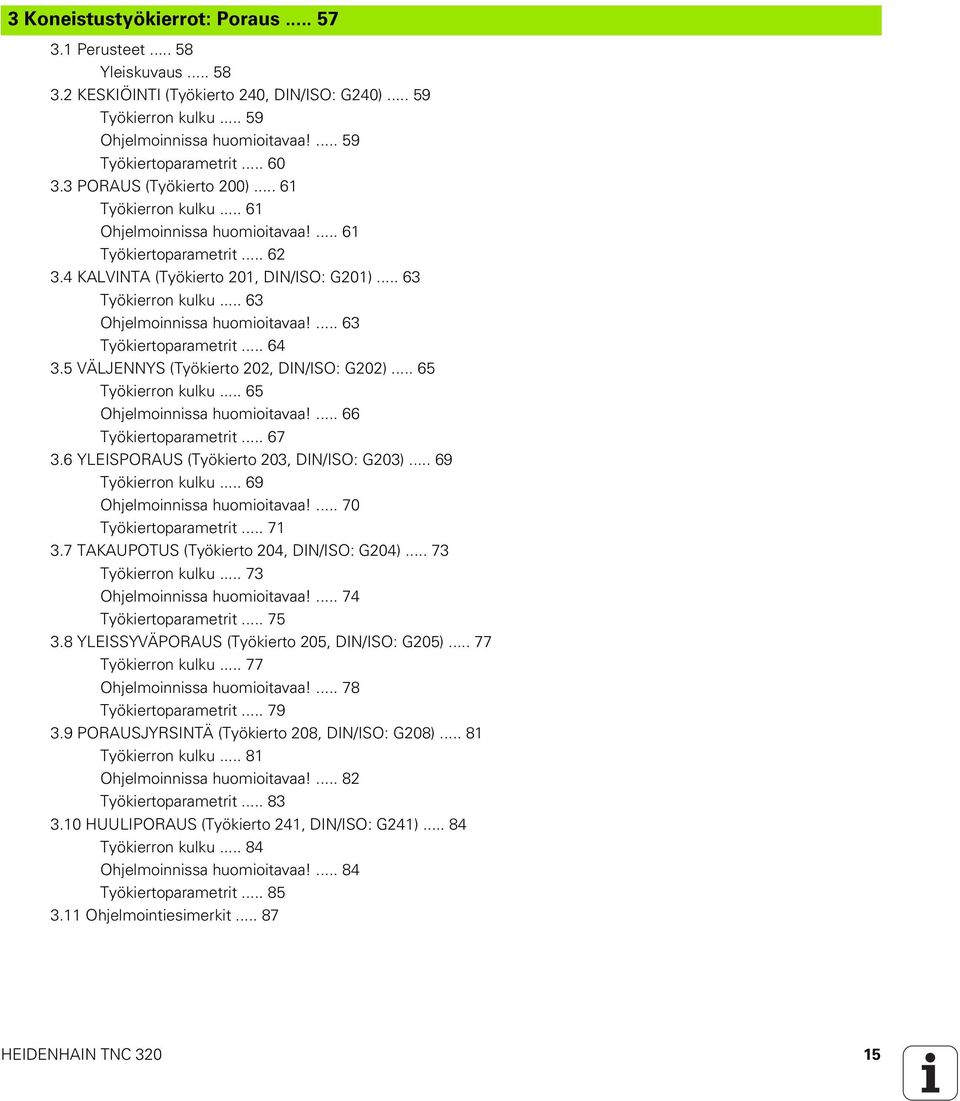 .. 63 Työkierron kulku... 63 Ohjelmoinnissa huomioitavaa!... 63 Työkiertoparametrit... 64 3.5 VÄLJENNYS (Työkierto 202, DIN/ISO: G202)... 65 Työkierron kulku... 65 Ohjelmoinnissa huomioitavaa!