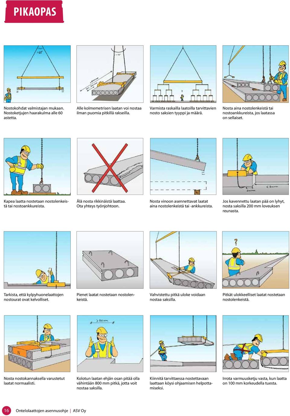 varmista raskailla laatoilla nosta aina nostolenkeistä Tai ErikOiSLAATTOjEN ErikOiSLAATTOjEN NOSTAmiNEN NOSTAmiNEN TarviTTavien varmista nostosaksien raskailla Tyyppi laatoilla ja nostoankkureista,