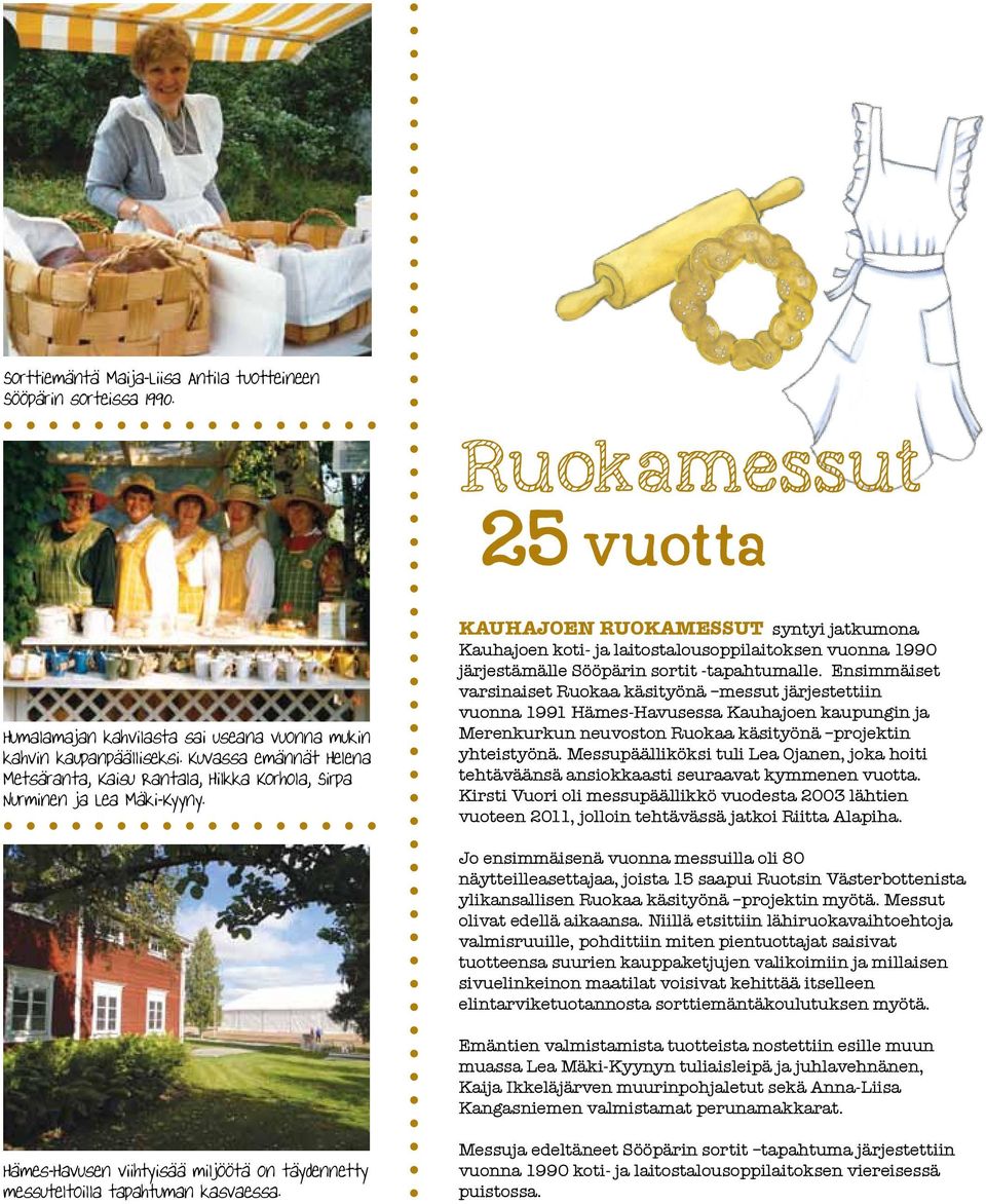 KAUHAJOEN RUOKAMESSUT syntyi jatkumona Kauhajoen koti- ja laitostalousoppilaitoksen vuonna 1990 järjestämälle Sööpärin sortit -tapahtumalle.
