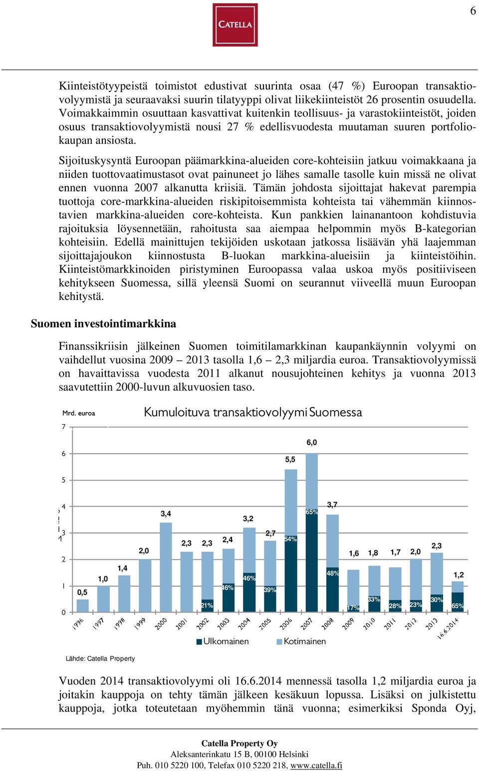 Sijoituskysyntä Euroopan päämarkkina-alueiden core-kohteisiin jatkuu voimakkaana ja niiden tuottovaatimustasot ovat painuneet jo lähes samalle tasolle kuin missä ne olivat ennen vuonna 2007 alkanutta