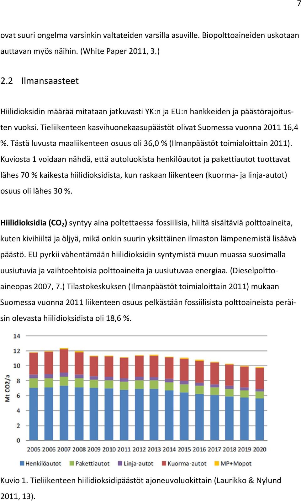 Tästä luvusta maaliikenteen osuus oli 36,0 %(Ilmanpäästöt toimialoittain 2011).