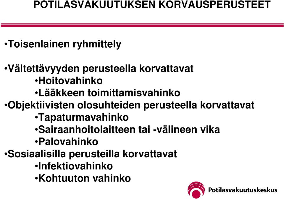 olosuhteiden perusteella korvattavat Tapaturmavahinko Sairaanhoitolaitteen tai