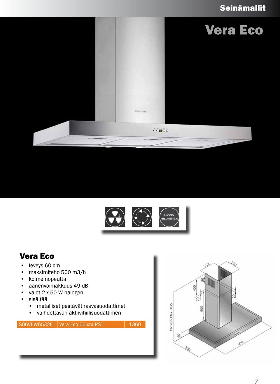 äänenvoimakkuus 49 db valot 2 x 50 W