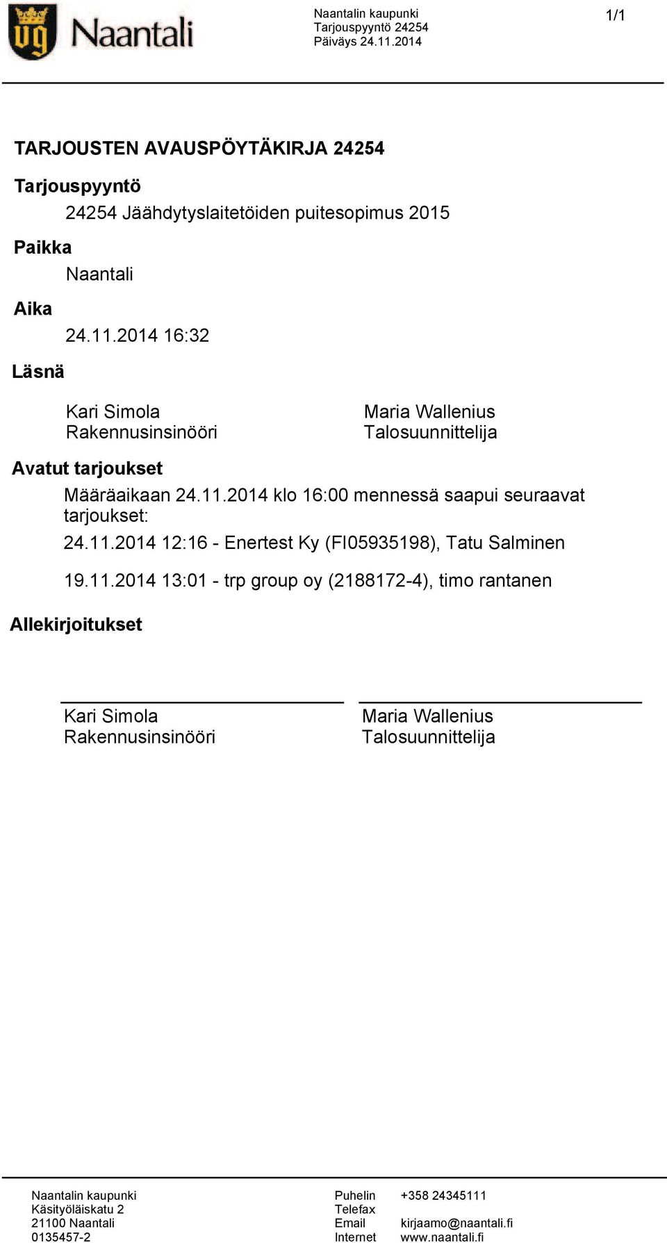 11.2014 12:16 - Enertest Ky (FI05935198), Tatu Salminen 19.11.2014 13:01 - trp group oy (2188172-4), timo rantanen