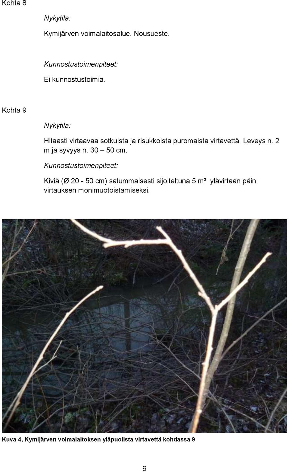 2 m ja syvyys n. 30 50 cm.