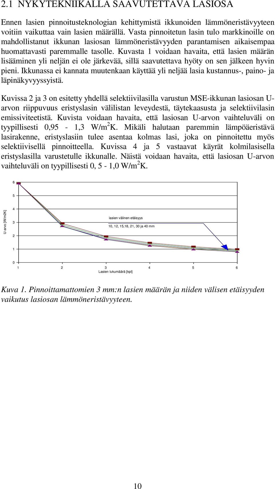 Kuvasta 1 voidaan havaita, että lasien määrän lisääminen yli neljän ei ole järkevää, sillä saavutettava hyöty on sen jälkeen hyvin pieni.