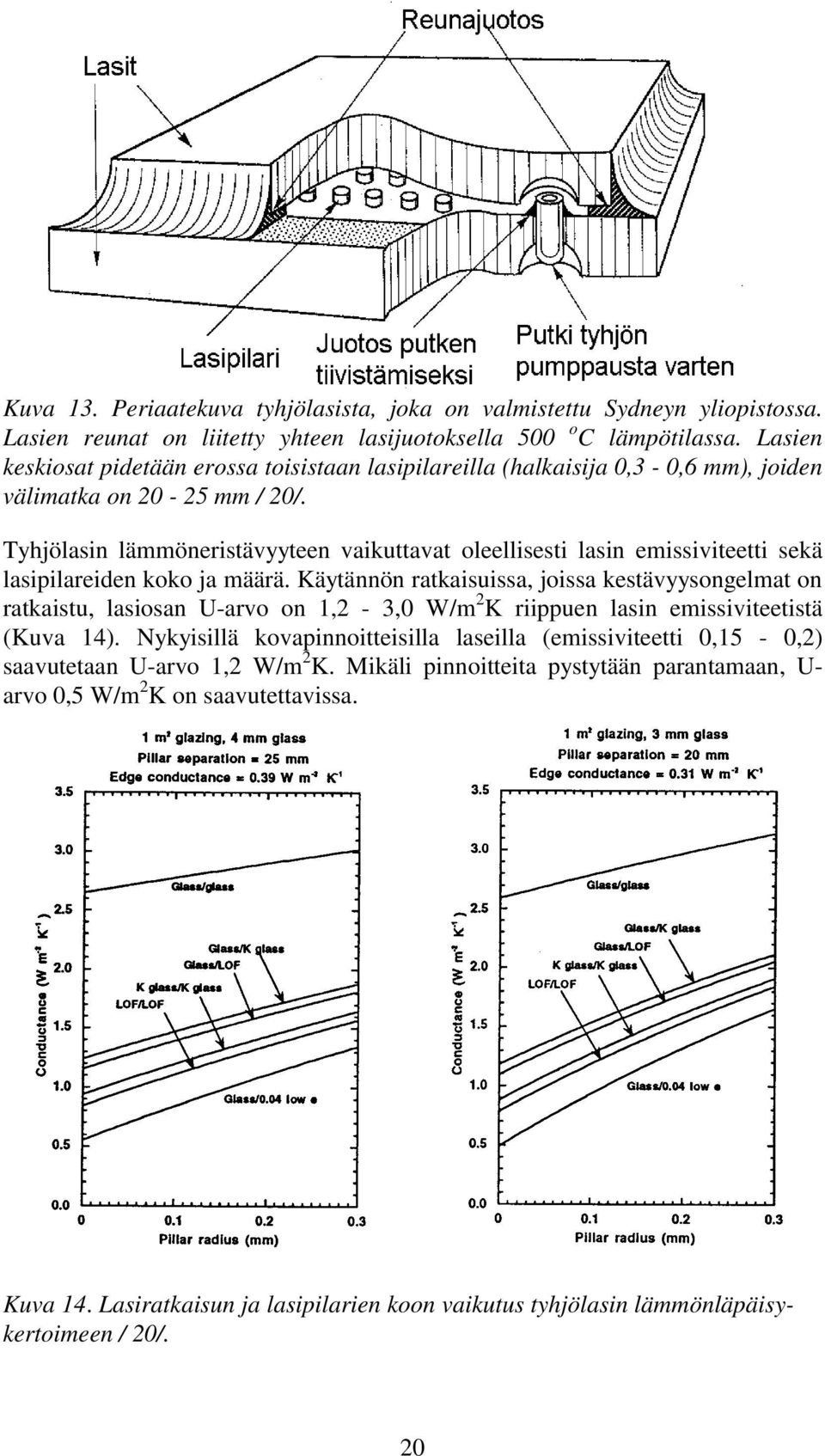 Tyhjölasin lämmöneristävyyteen vaikuttavat oleellisesti lasin emissiviteetti sekä lasipilareiden koko ja määrä.