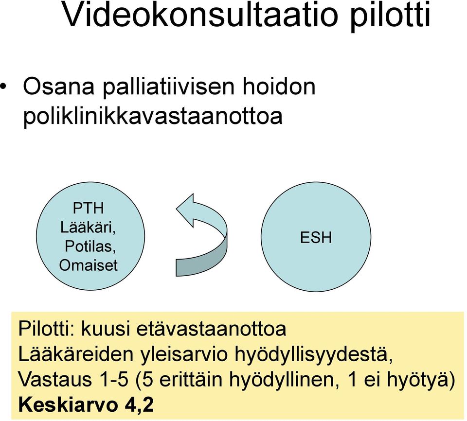 Pilotti: kuusi etävastaanottoa Lääkäreiden yleisarvio