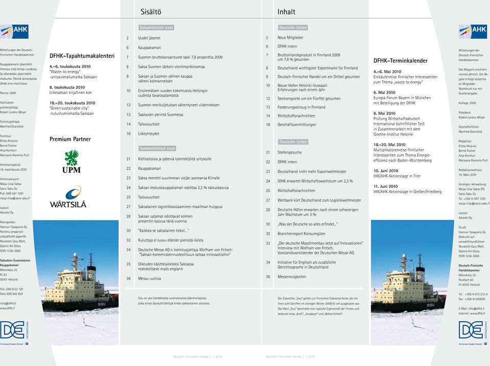 Painos: 2000 Hallituksen puheenjohtaja: Robert Lorenz-Meyer Toimitusjohtaja: Manfred Dransfeld Toimitus: Riitta Ahlqvist Bernd Fischer Anja Kontturi Mariaana Rainerla-Pulli Ilmestymispäivä: 18.