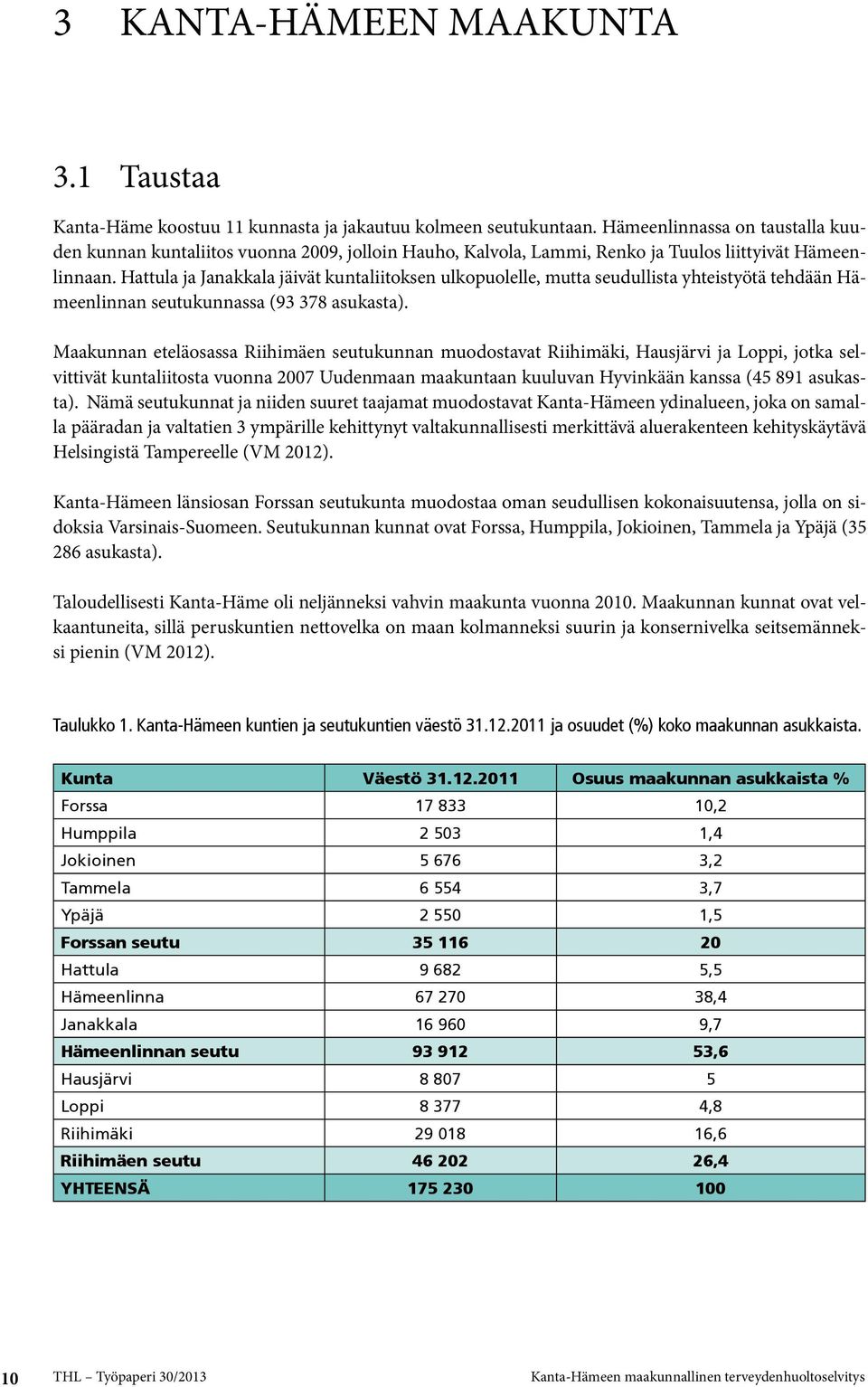 Hattula ja Janakkala jäivät kuntaliitoksen ulkopuolelle, mutta seudullista yhteistyötä tehdään Hämeenlinnan seutukunnassa (93 378 asukasta).