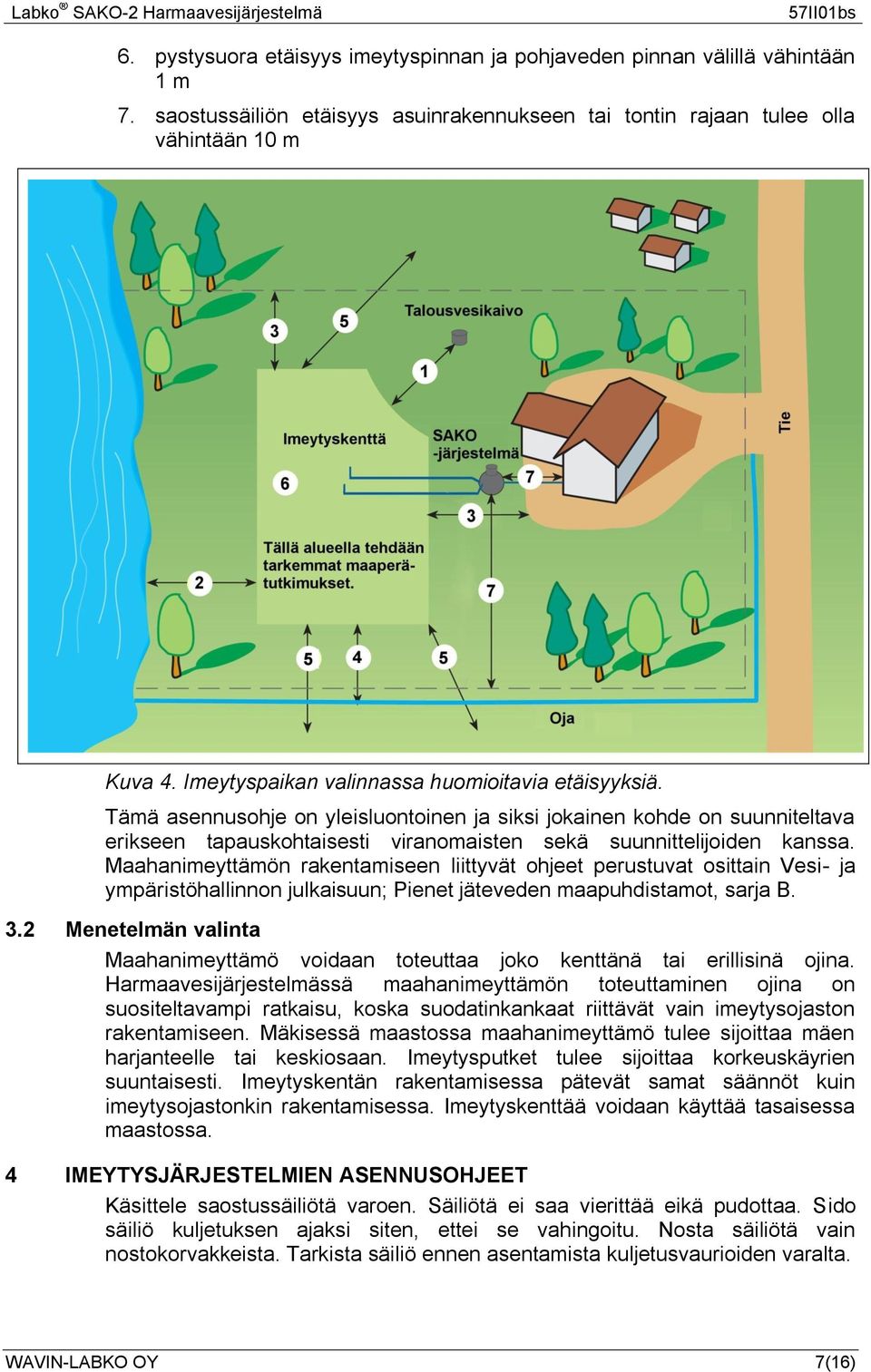 Maahanimeyttämön rakentamiseen liittyvät ohjeet perustuvat osittain Vesi- ja ympäristöhallinnon julkaisuun; Pienet jäteveden maapuhdistamot, sarja B. 3.