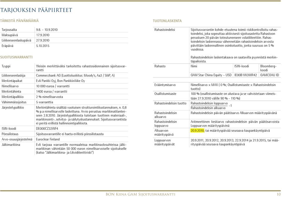 Maksupäivä 17.Liikkeeseenlaskupäivä 27.Eräpäivä 5.10.