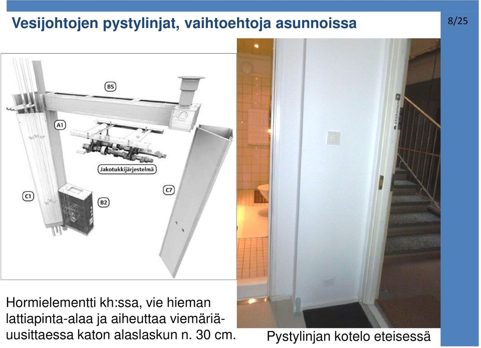 hieman lattiapinta-alaa ja aiheuttaa