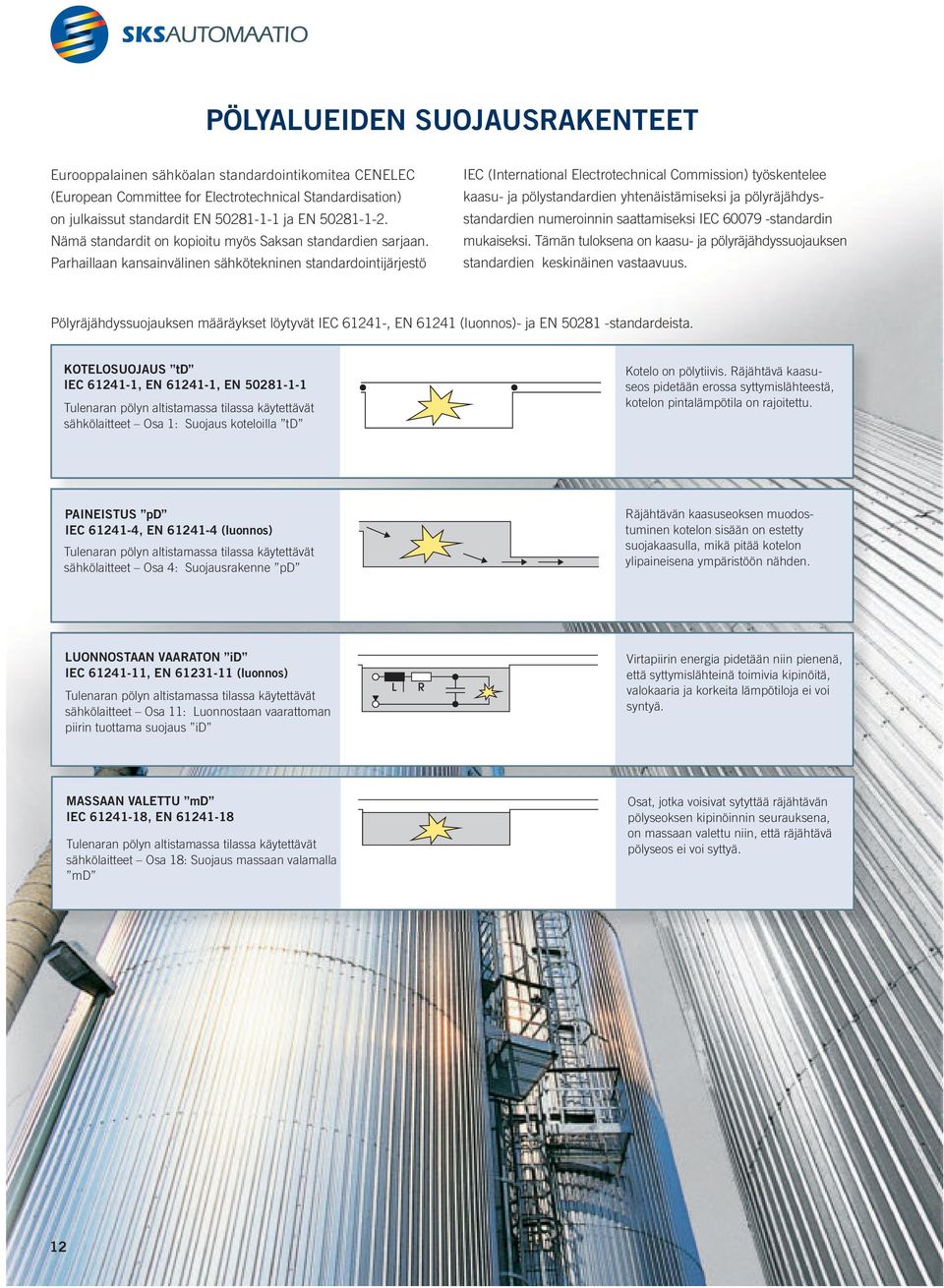 Parhaillaan kansainvälinen sähkötekninen standardointijärjestö IEC (International Electrotechnical Commission) työskentelee kaasu- ja pölystandardien yhtenäistämiseksi ja pölyräjähdysstandardien