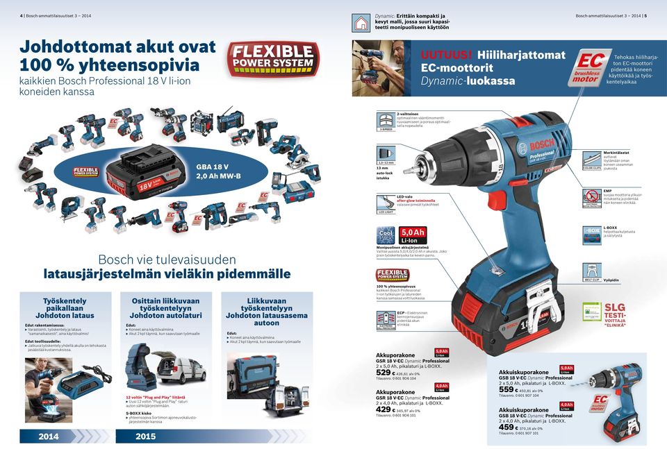 vääntömomentti ruuvaamiseen ja poraus optimaalisella nopeudella GBA 18 V 2,0 Ah MW-B Merkintälaatat auttavat löytämään oman koneen useamman joukosta 13 mm auto-lock istukka LED-valo after-glow