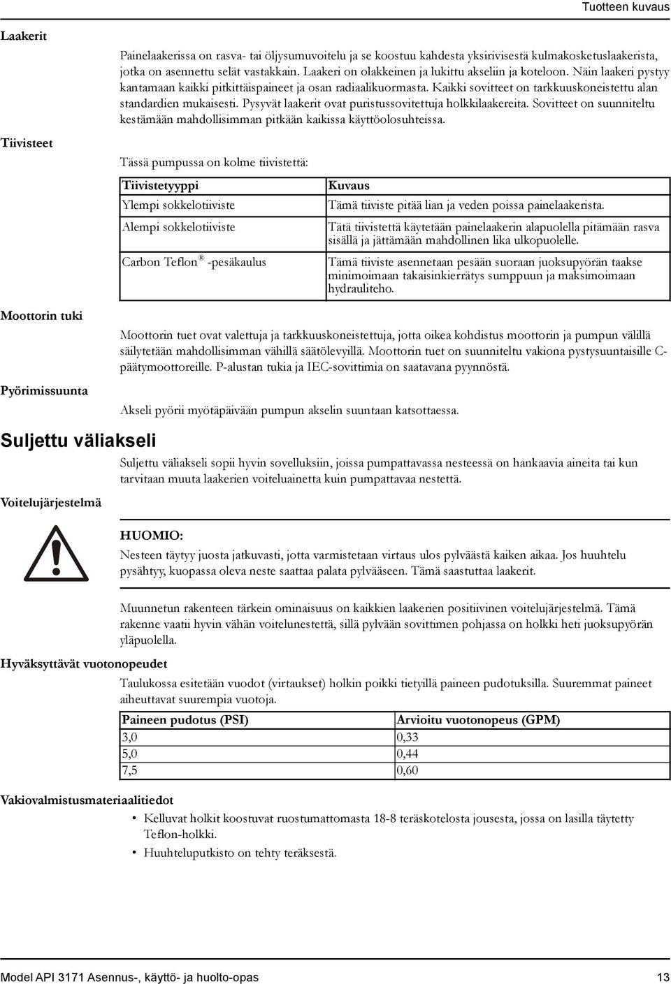 Kaikki sovitteet on tarkkuuskoneistettu alan standardien mukaisesti. Pysyvät laakerit ovat puristussovitettuja holkkilaakereita.