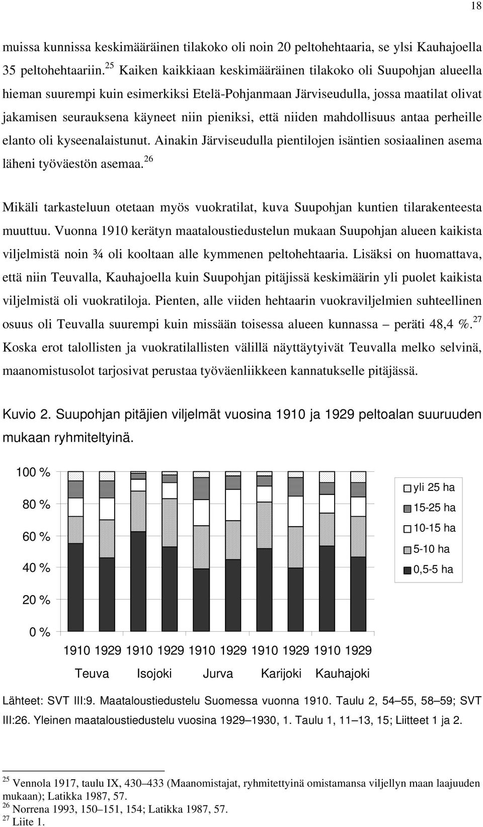 että niiden mahdollisuus antaa perheille elanto oli kyseenalaistunut. Ainakin Järviseudulla pientilojen isäntien sosiaalinen asema läheni työväestön asemaa.