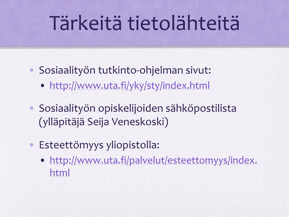 html Sosiaalityön opiskelijoiden sähköpostilista (ylläpitäjä
