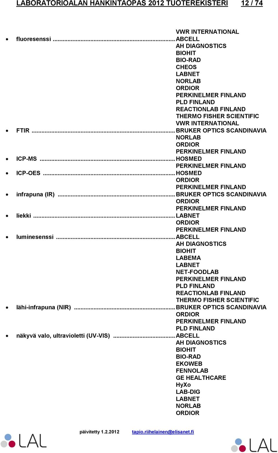 .. HOSMED infrapuna (IR)... BRUKER OPTICS SCANDINAVIA liekki... luminesenssi.