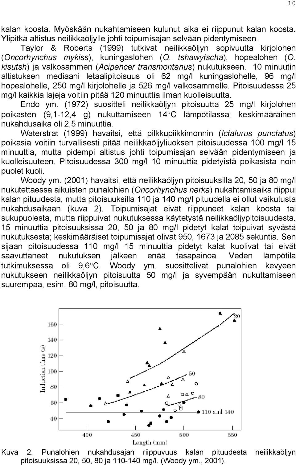 kisutsh) ja valkosammen (Acipencer transmontanus) nukutukseen.