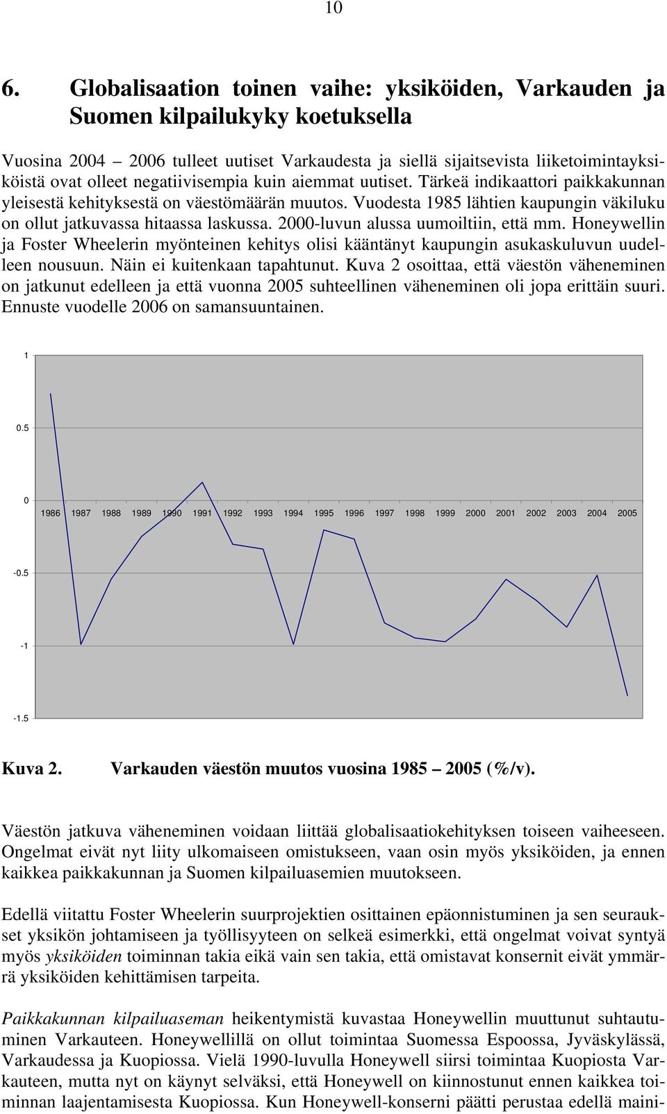 2000-luvun alussa uumoiltiin, että mm. Honeywellin ja Foster Wheelerin myönteinen kehitys olisi kääntänyt kaupungin asukaskuluvun uudelleen nousuun. Näin ei kuitenkaan tapahtunut.