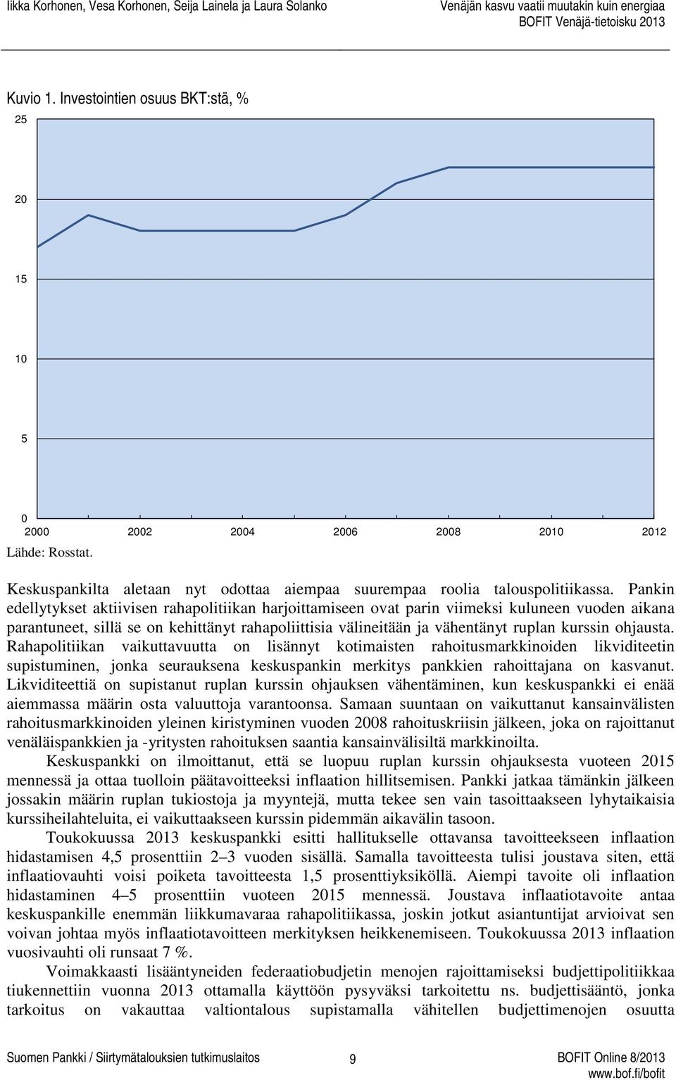 ohjausta. Rahapolitiikan vaikuttavuutta on lisännyt kotimaisten rahoitusmarkkinoiden likviditeetin supistuminen, jonka seurauksena keskuspankin merkitys pankkien rahoittajana on kasvanut.