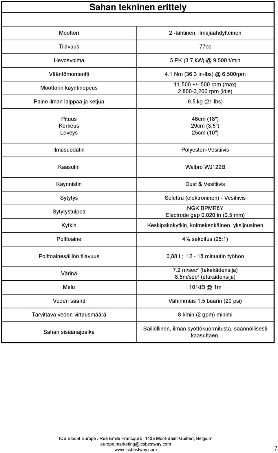 5") Leveys 25cm (10") Ilmasuodatin Polyesteri-Vesitiivis Kaasutin Walbro WJ122B Käynnistin Sytytys Sytytystulppa Kytkin Dust & Vesitiivis Selettra (elektroninen) - Vesitiivis NGK BPMR8Y Electrode gap
