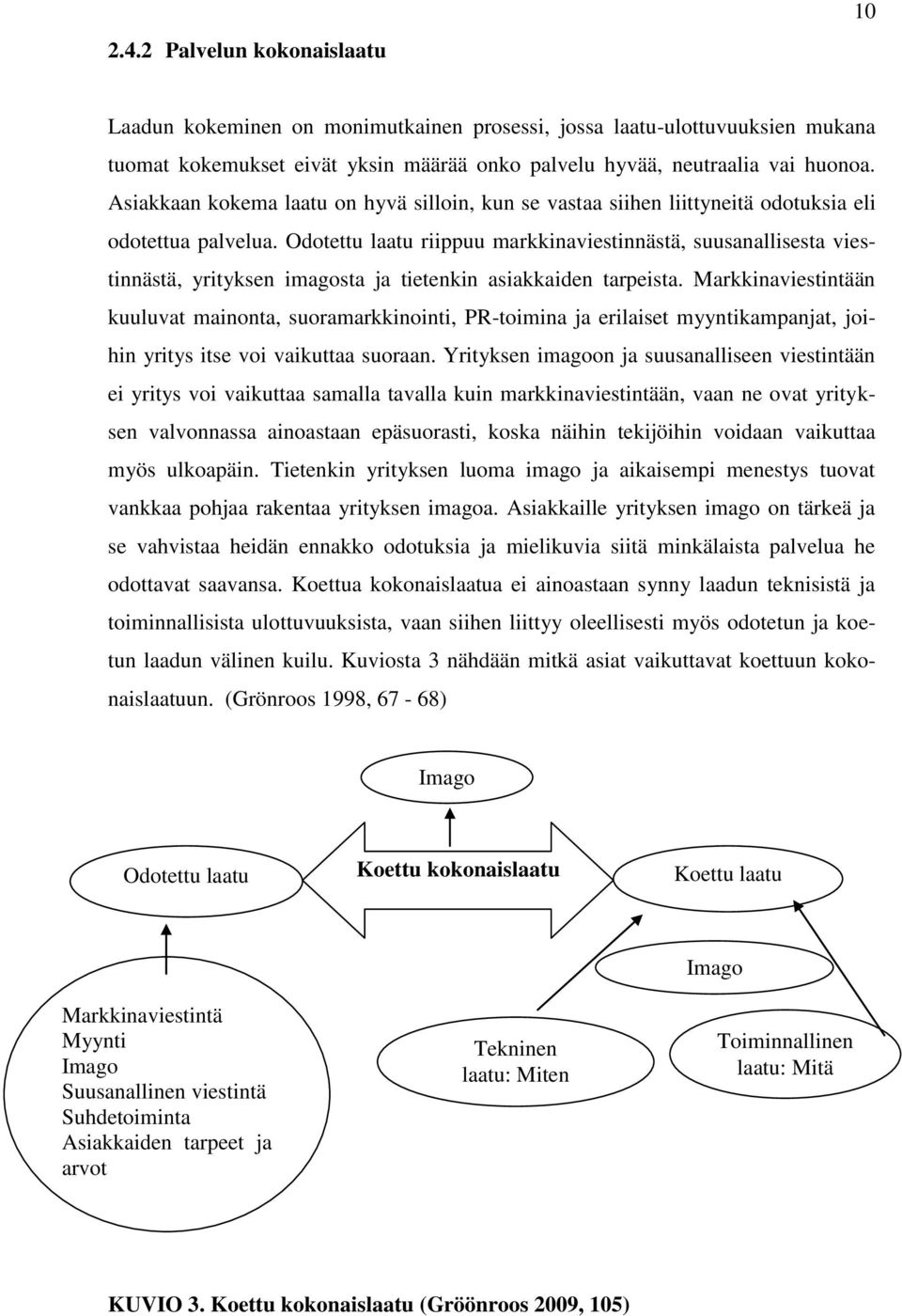 Odotettu laatu riippuu markkinaviestinnästä, suusanallisesta viestinnästä, yrityksen imagosta ja tietenkin asiakkaiden tarpeista.