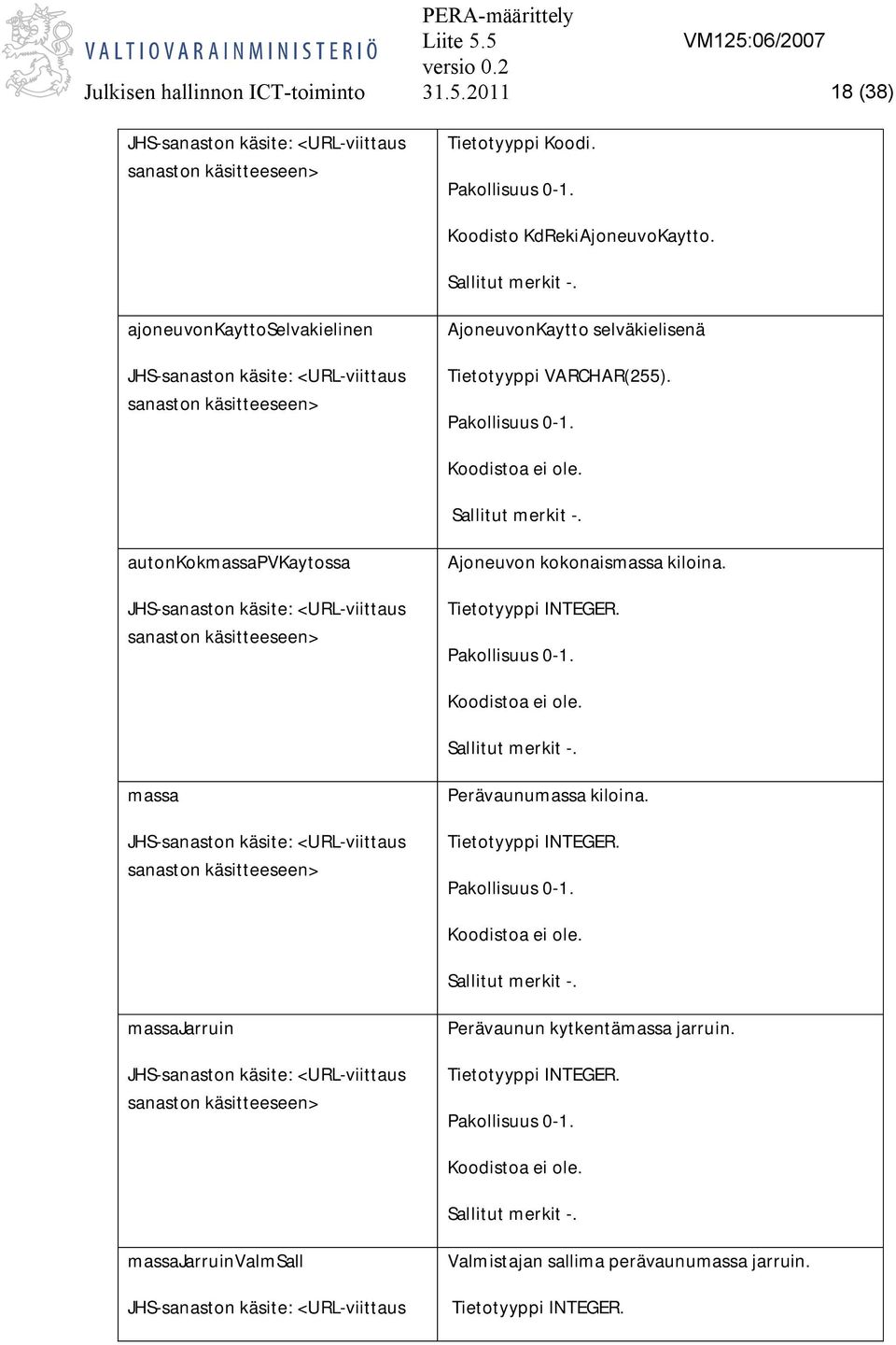 autonkokmassapvkaytossa Ajoneuvon kokonaismassa kiloina. massa Perävaunumassa kiloina.