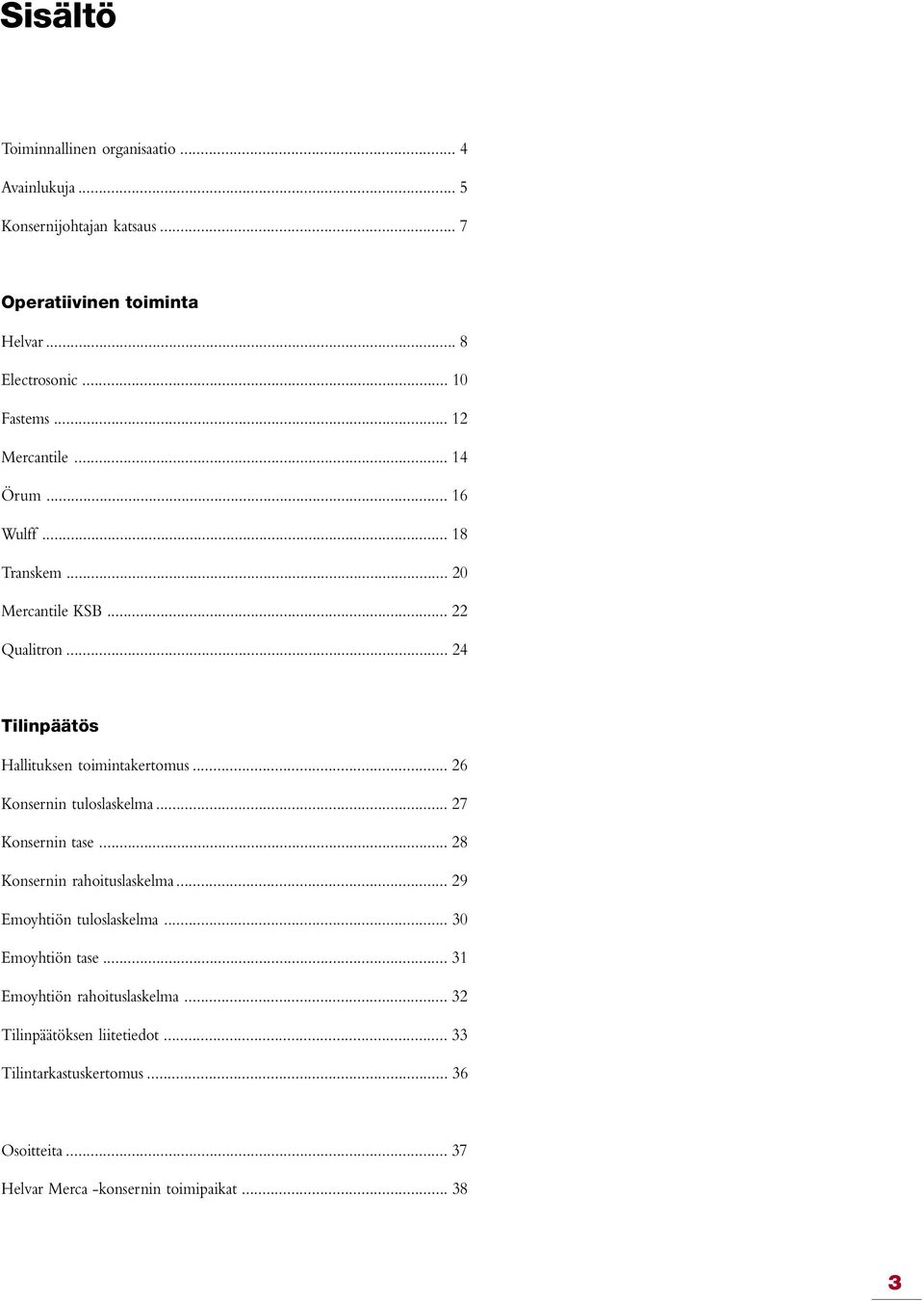 .. 24 Tilinpäätös Hallituksen toimintakertomus. 26 Konsernin tuloslaskelma... 27 Konsernin tase... 28 Konsernin rahoituslaskelma.