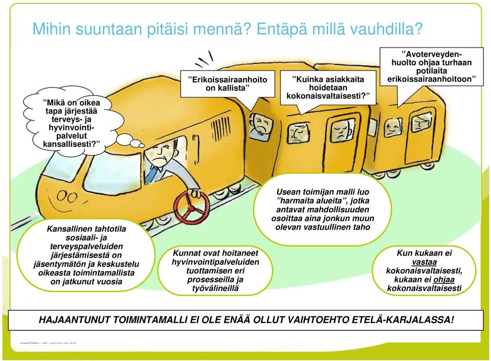 Avoterveydenhuolto ohjaa turhaan potilaita erikoissairaanhoitoon Kansallinen tahtotila sosiaali- ja terveyspalveluiden järjestämisestä on jäsentymätön ja keskustelu oikeasta toimintamallista on