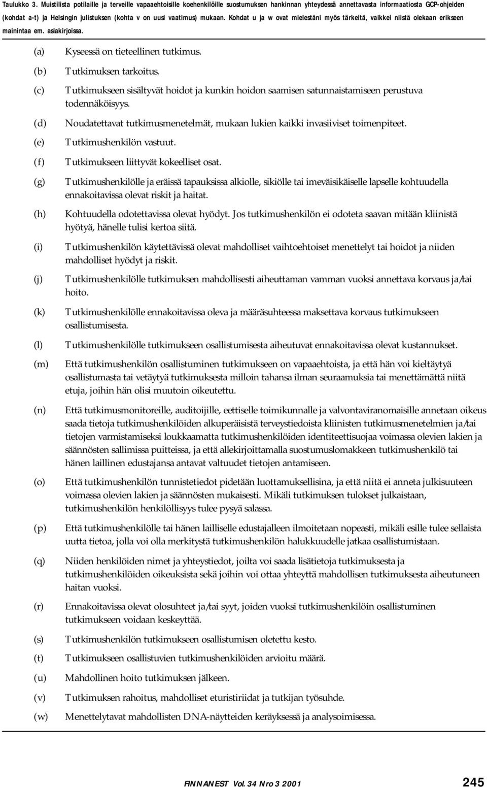 vaatimus) mukaan. Kohdat u ja w ovat mielestäni myös tärkeitä, vaikkei niistä olekaan erikseen mainintaa em. asiakirjoissa.