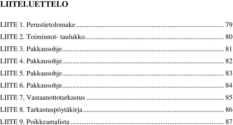 Pakkausohje... 82 LIITE 5. Pakkausohje... 83 LIITE 6. Pakkausohje... 84 LIITE 7.