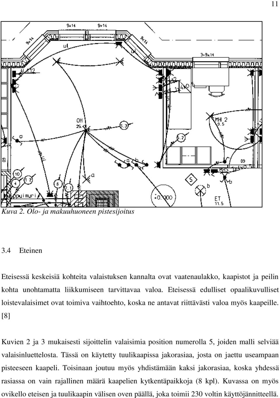 Eteisessä edulliset opaalikuvulliset loistevalaisimet ovat toimiva vaihtoehto, koska ne antavat riittävästi valoa myös kaapeille.