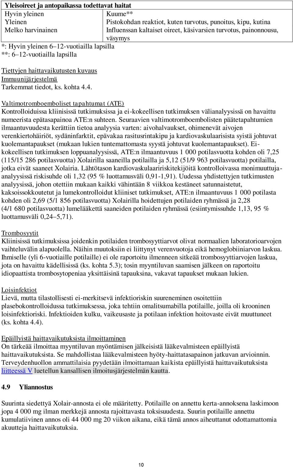 4. Valtimotromboemboliset tapahtumat (ATE) Kontrolloiduissa kliinisissä tutkimuksissa ja ei-kokeellisen tutkimuksen välianalyysissä on havaittu numeerista epätasapainoa ATE:n suhteen.