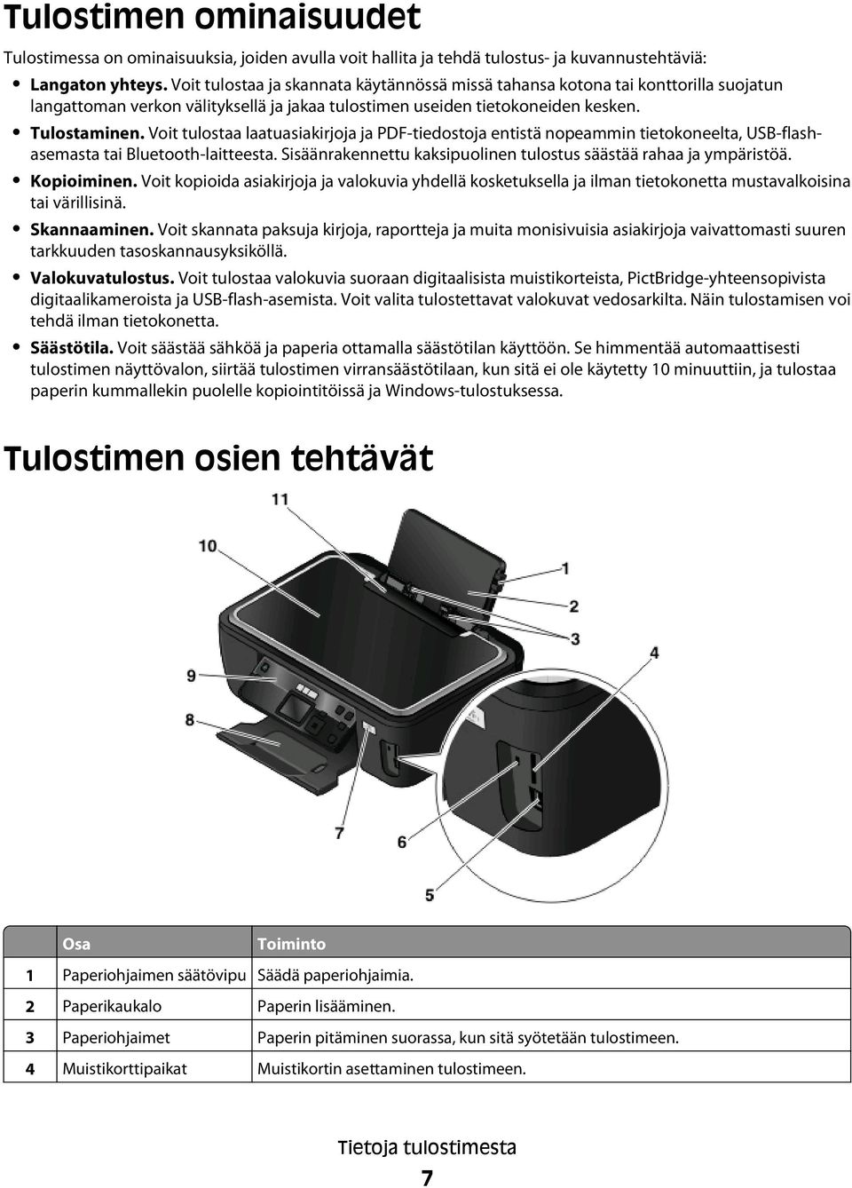 Voit tulostaa laatuasiakirjoja ja PDF-tiedostoja entistä nopeammin tietokoneelta, USB-flashasemasta tai Bluetooth-laitteesta. Sisäänrakennettu kaksipuolinen tulostus säästää rahaa ja ympäristöä.