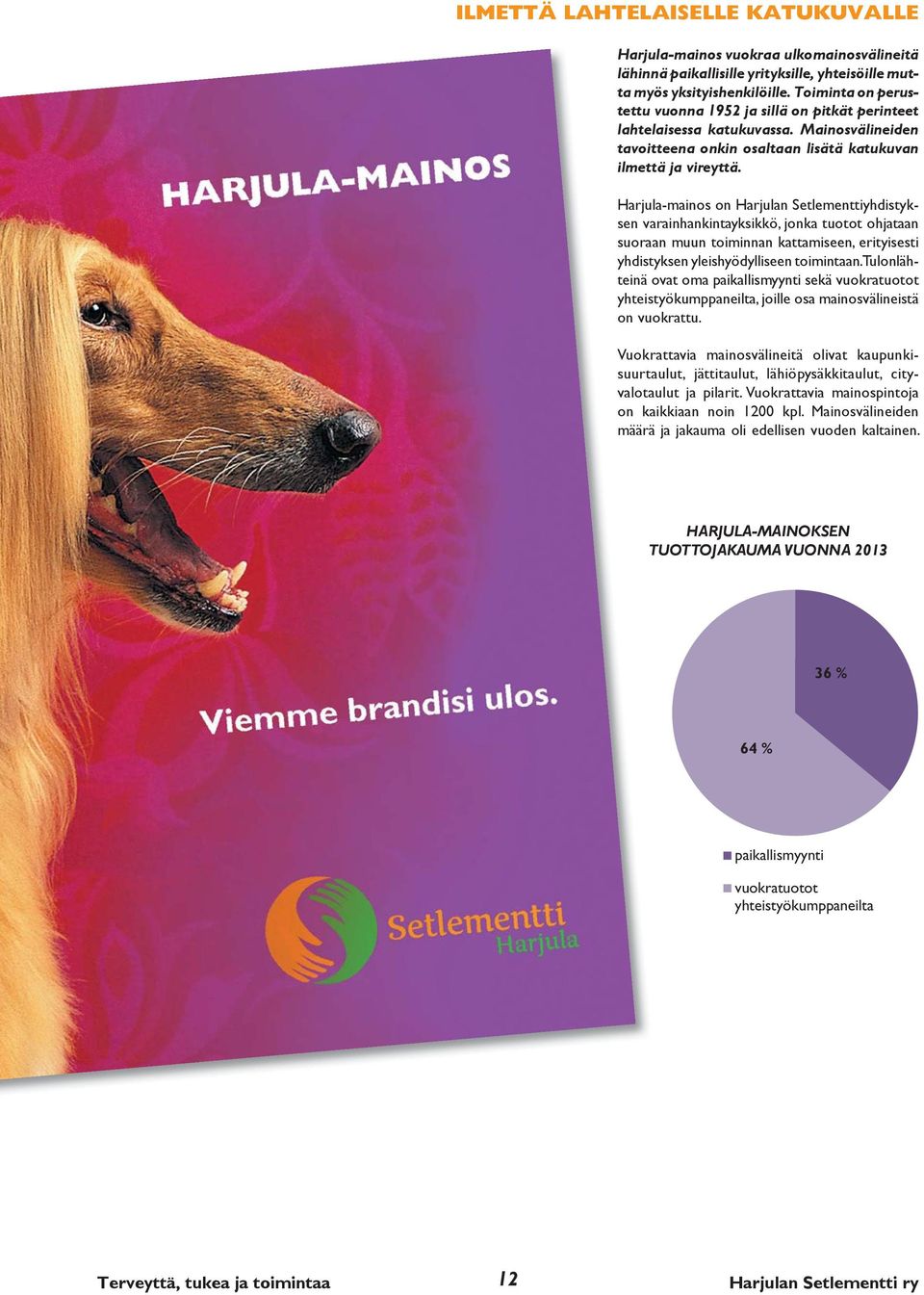 Harjula-mainos on Harjulan Setlementtiyhdistyksen varainhankintayksikkö, jonka tuotot ohjataan suoraan muun toiminnan kattamiseen, erityisesti yhdistyksen yleishyödylliseen toimintaan.