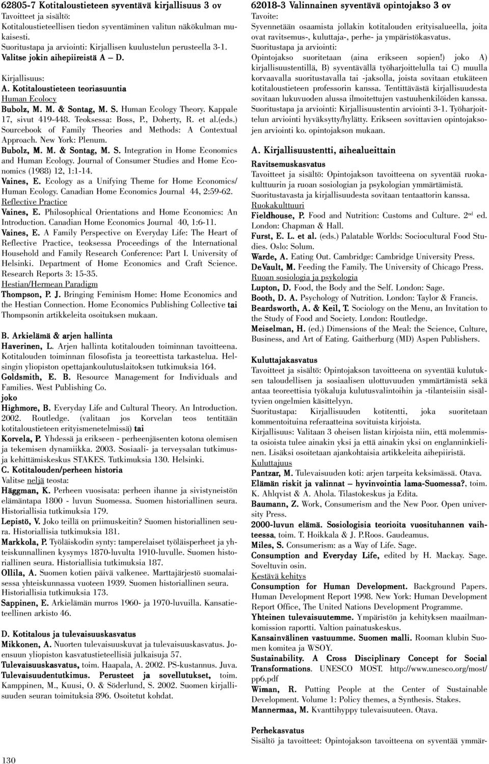 et al.(eds.) Sourcebook of Family Theories and Methods: A Contextual Approach. New York: Plenum. Bubolz, M. M. & Sontag, M. S. Integration in Home Economics and Human Ecology.
