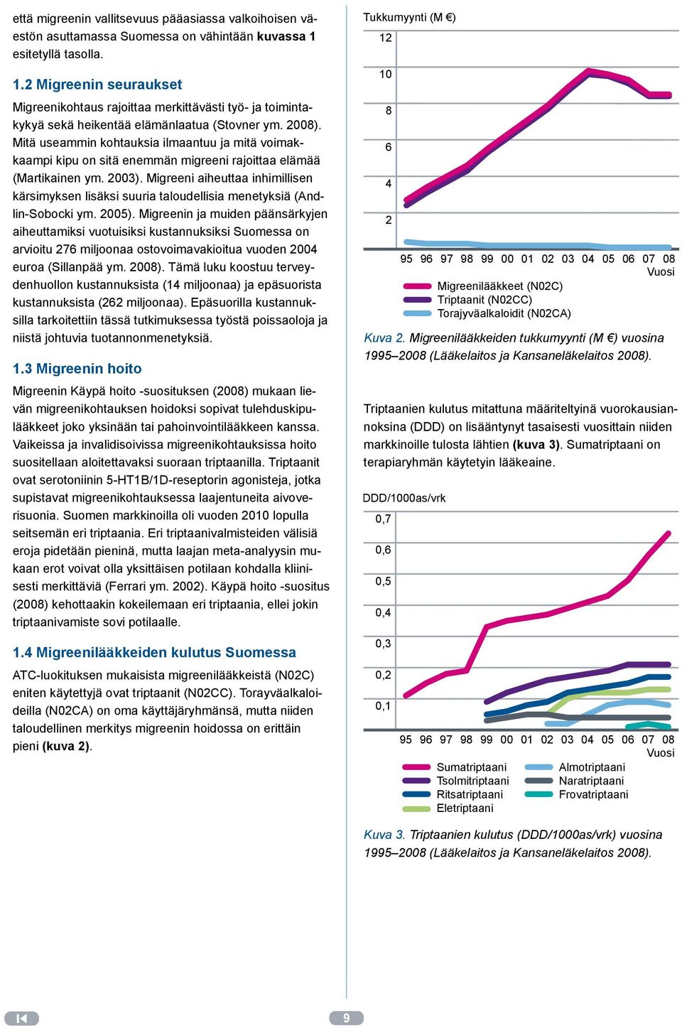 Mitä useammin kohtauksia ilmaantuu ja mitä voimakkaampi kipu on sitä enemmän migreeni rajoittaa elämää (Martikainen ym. 2003).