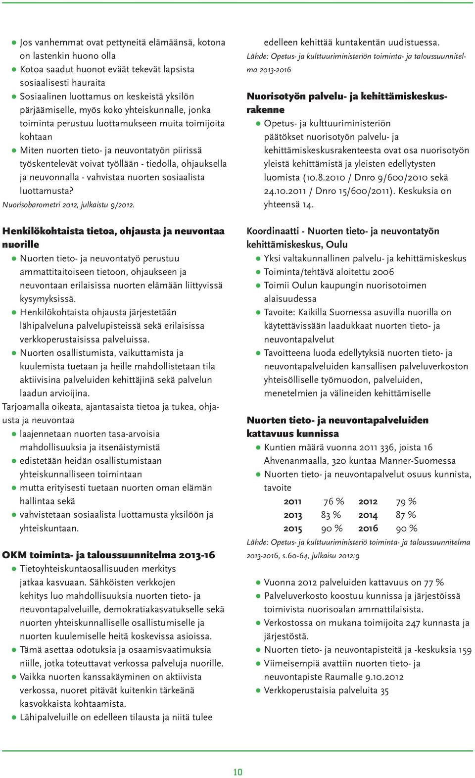 neuvonnalla - vahvistaa nuorten sosiaalista luottamusta? Nuorisobarometri 2012, julkaistu 9/2012.