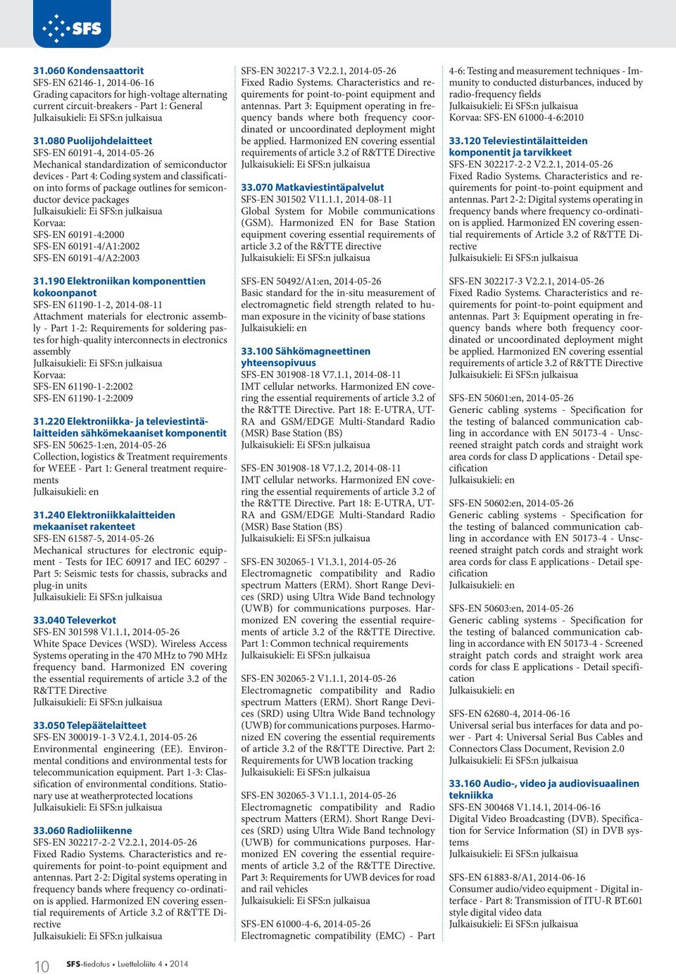 device packages SFS-EN 60191-4:2000 SFS-EN 60191-4/A1:2002 SFS-EN 60191-4/A2:2003 31.