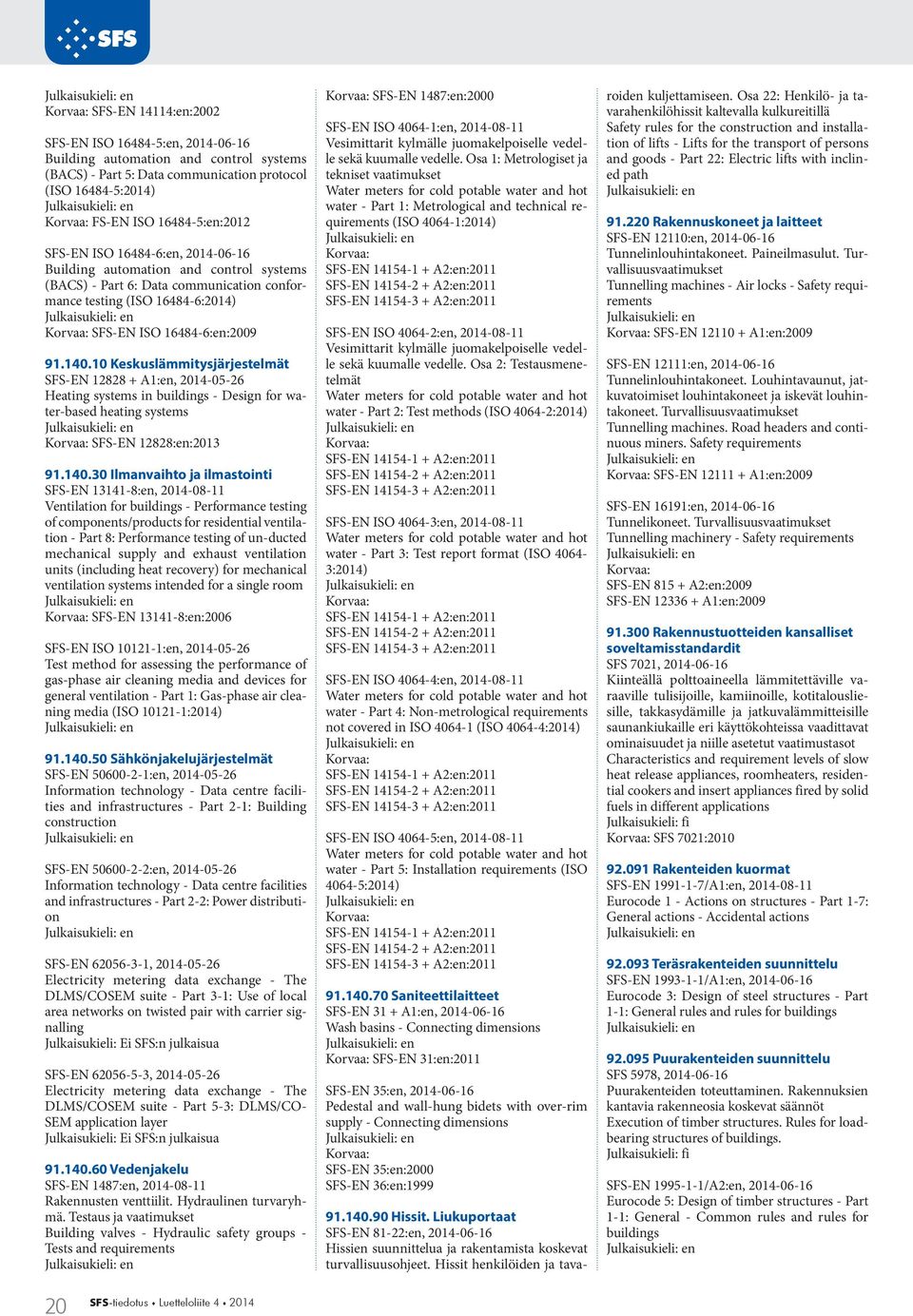 10 Keskuslämmitysjärjestelmät SFS-EN 12828 + A1:en, 2014-05-26 Heating systems in buildings - Design for water-based heating systems SFS-EN 12828:en:2013 91.140.